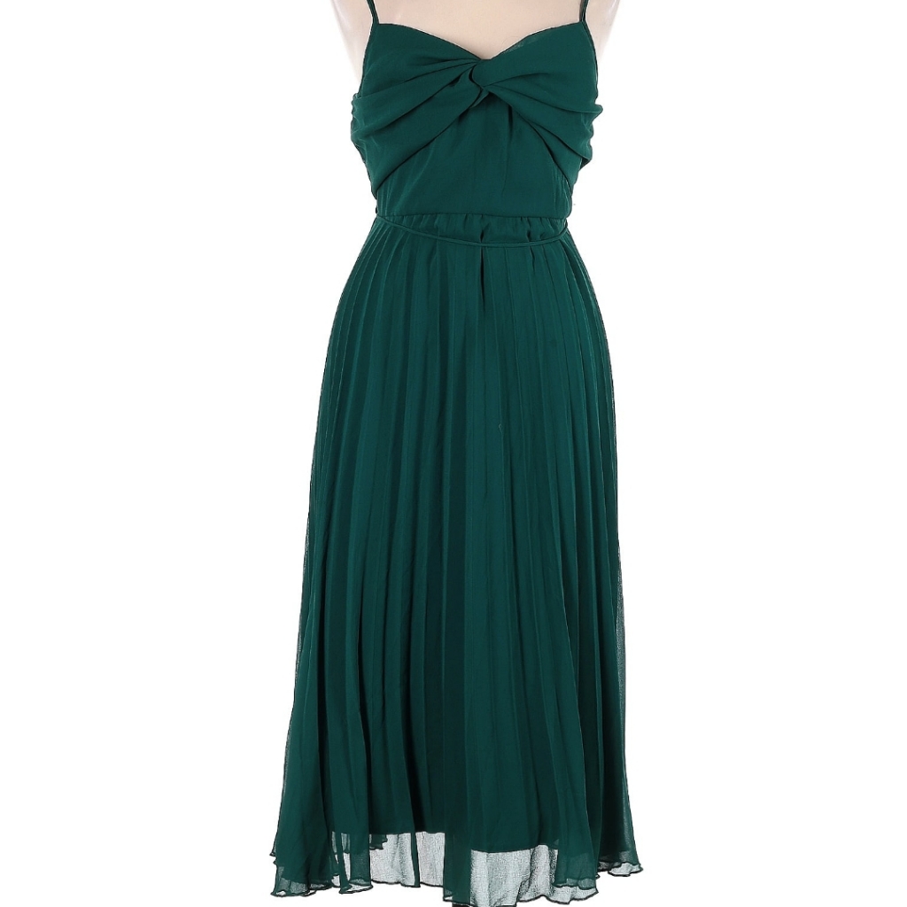 Asos Emerald Green Pleated Midi Dress